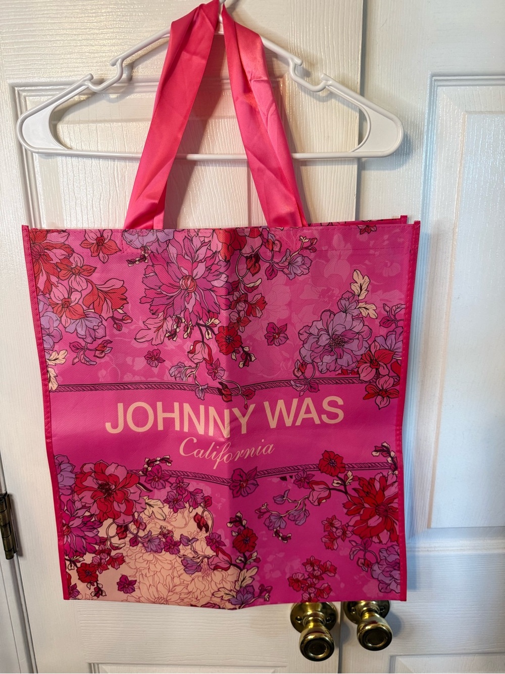 Johnny Was Hot Pink Floral Tote Bag